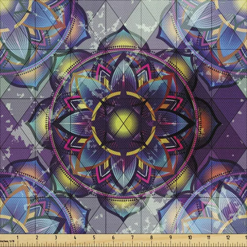 Vista 20 de Ambesonne Tela para Amantes de los Perros por Yarda, Perro Salchicha de Dibujos Animados Dachshund Cachorro con Pijamas a Rayas Flores y Mariposas