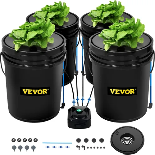 Vista 11 de VEVOR Sistema de Cultivo Hidropónico DWC, Sistema de Cultivo Hidropónico con Kit de Goteo Superior, Cultura de Agua Profunda de 5 Galones con Bomba
