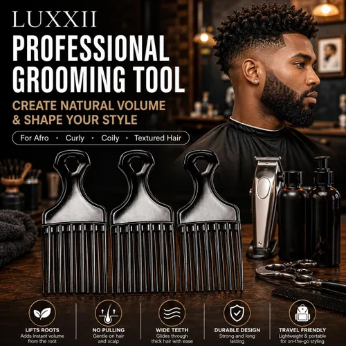Vista 2 de Paquete de 3 peines para el cabello Afro Pick para hombres y mujeres, peine de elevación de 7 pulgadas para cabello rizado, rizado y texturizado