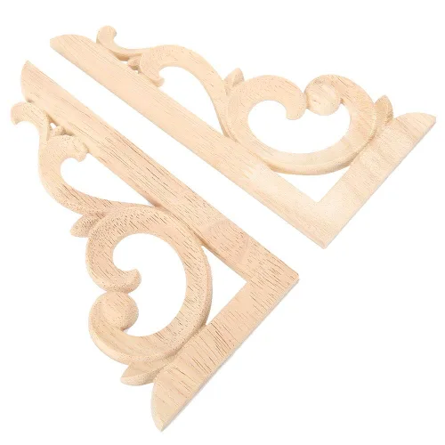 Vista 7 de 2 calcomanías de madera tallada en madera sin pintar, apliques tallados de madera de estilo europeo para muebles del hogar, tallado en madera #1
