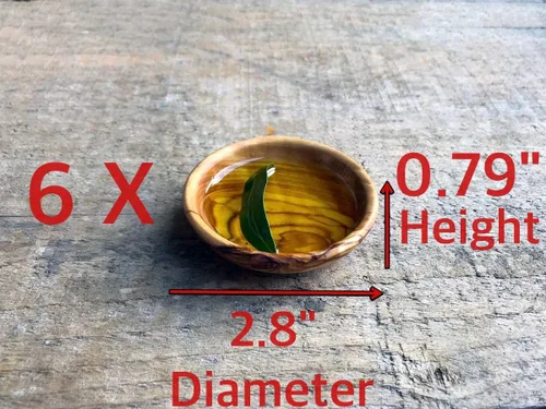 Vista 4 de Juego de 6 mini cuencos de madera de olivo hechos a mano, mini cuencos de madera hechos a mano