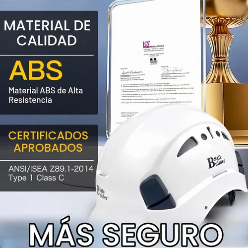 Vista 7 de SAFEBUILDER Casco de seguridad industrial con visera Casco duro ABS con visera Ventilación ajustable Casco de construcción Protección para la cabeza