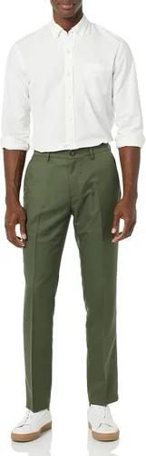 Vista 3 de Tienda Essentials - Pantalón de vestir de corte ajustado y diseño frontal plano para hombre