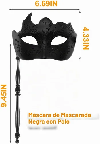 Vista 3 de Masquerade Mask for Men Handheld Venetian Mask Halloween Mask for Party Prom Ball Costume Mask
