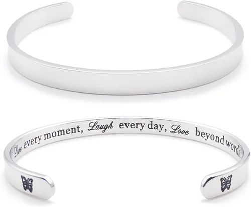 Vista 219 de Pulseras inspiradoras para mujer, joyería de acero inoxidable, con refranes, pulsera motivacional con mensaje oculto, pulseras grabadas para mejor
