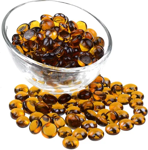 Vista 6 de KINGOU Gemas/cuentas/piedras de vidrio plano para relleno de jarrón, dispersión de mesa, juegos - 1 lb (0.551-0.630 in, aprox. 5/8 pulgadas)