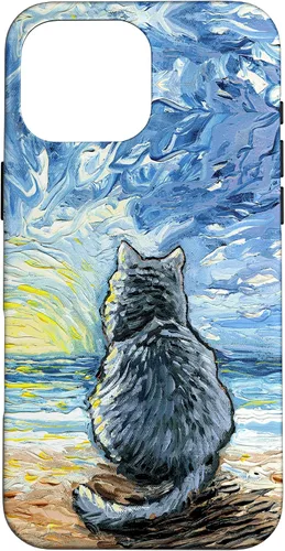 Vista 19 de Nebelung Gray Cat Starry Night Persian Russian Blue Art Case for iPhone 17