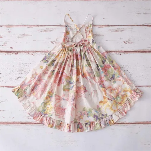 Vista 5 de Vestido de bebé de algodón casual de verano floral vintage para niñas