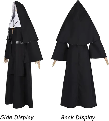 Vista 2 de The Nun - Disfraz de monja para mujer, disfraz de Halloween aterrador