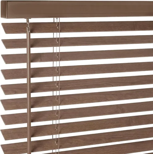 Vista 24 de Persianas de madera real de 2 pulgadas para ventanas de interior, persianas venecianas opacas de madera maciza, tamaño personalizado, color cereza