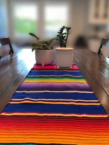Vista 2 de Del MEX (TM) mexicano Serape manta camino de mesa Assorted