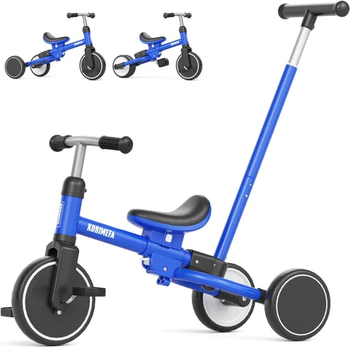 Vista 12 de KORIMEFA Triciclo 5 en 1 para niños pequeños de 1 a 3 años, bicicleta para Blanco
