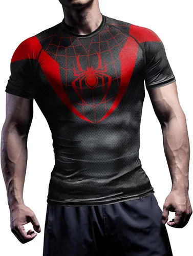 Vista 3 de Men's Compression Shirt Short Sleeve Captain Workout T-Shirts Athletic Fitness Gym Tops for Men