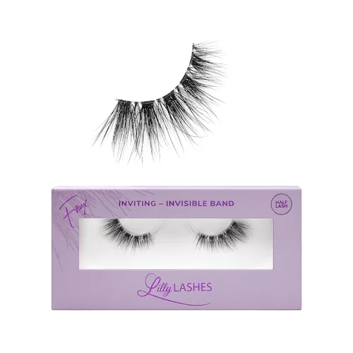 Vista 10 de Lilly Lashes Banda Transparente, Pestañas Postizas con Pestañas de Banda Invisible, Medias Pestañas de Aspecto Natural, Media Pestaña Estilo Ojo