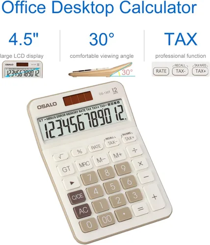 Vista 7 de Calculadora de escritorio de bolsillo de tamaño pequeño y bolsa de archivos impermeable de doble bolsillo grande con asa