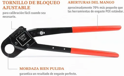 Vista 2 de iCrimp - Herramientas de crimpado PEX de cabeza angulada que funcionan en tubos PEX de 1 pulgada con medidor Go/No-Go que se adapta a todas