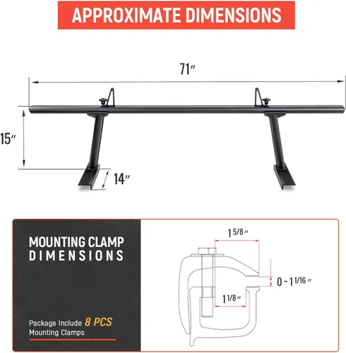Vista 2 de Modelo APX2502-BLK - Escalera de aluminio para camioneta de perfil bajo con topes de carga