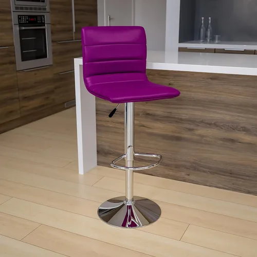Vista 38 de Flash Funiture silla de bar ajustable con base cromada, Vinilo, Gris