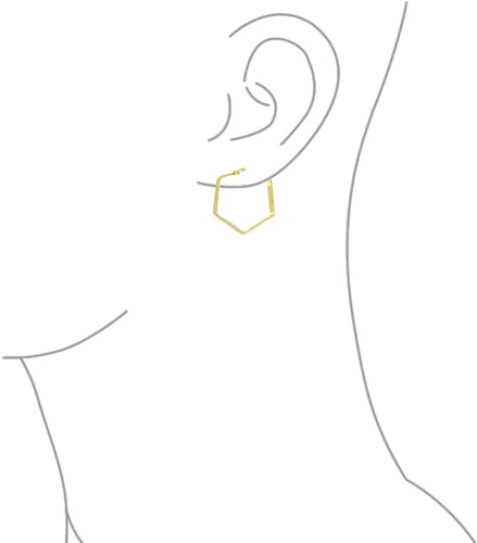 Vista 3 de Aretes de aro grandes personalizados de tubo cuadrado plano redondo grande para mujer, plata de ley 925, poste con muescas con bisagras, 1.25-1.65