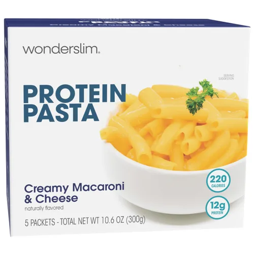 Vista 12 de WonderSlim Pasta de Proteína, Macarrones con Queso y Filete, 140 Calorías, 12g de Proteína (7 unidades)