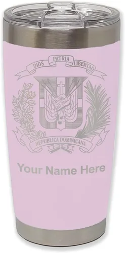 Vista 26 de LaserGram Taza aislada al vacío de 20 onzas, escudo de armas, República Dominicana, grabado personalizado incluido (gris)
