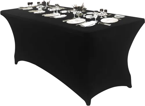 Vista 57 de Peomeise - Funda de mesa de elastano de 4 pies, mantel rectangular elástico de elastano (verde manzana, 4 pies)