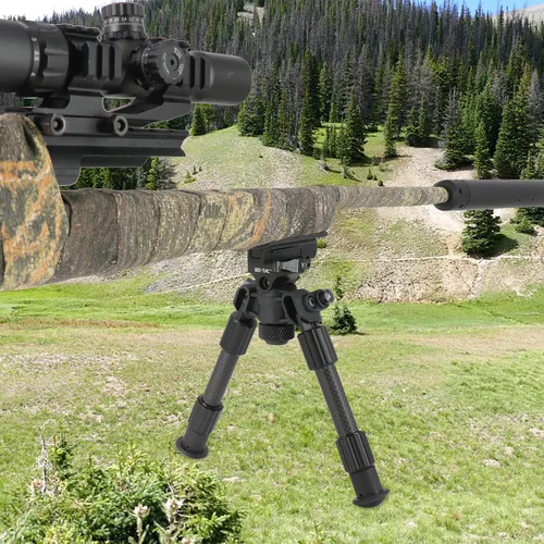 Vista 6 de Bípode de fibra de carbono portátil resistente y duradero para rifles altura ajustable para accesorios de caza de tiro