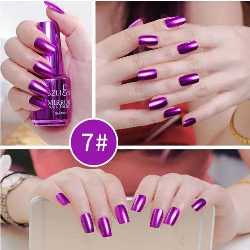 Vista 2 de Esmalte de uñas metálico, esmalte de uñas de medio espejo, efecto espejo, de larga duración, hermosa decoración de uñas brillante, secado rápido