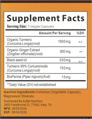 Vista 4 de World 1st.Aceite de cúrcuma Curcumina de jengibre y semillas negras, 120 cápsulas, 2250 mg, 95% curcuminoides, BioPerin añadido, extra fuerza