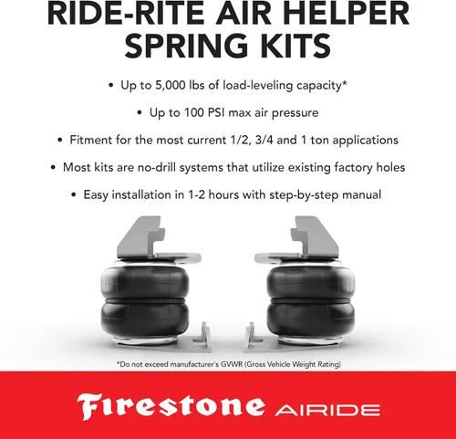 Vista 5 de Kit de muelles de aire traseros Firestone Airide 2613 para 2011-2025 Silverado Sierra 2500HD 3500HD Capacidad de carga de 5,000 libras