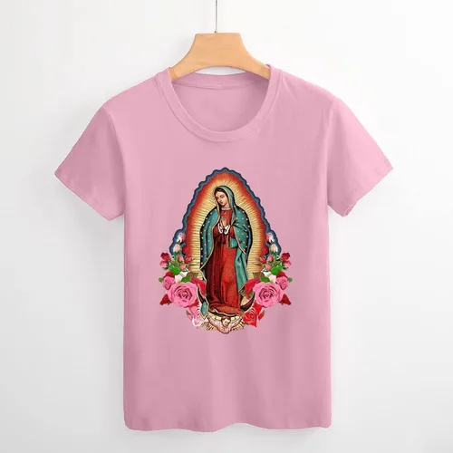 Vista 4 de Our Lady of Guadalupe Virgin Mary - Camiseta de algodón para mujer