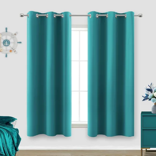 Vista 176 de KOUFALL Cortinas de Baño Aqua para Ventana, Juego de 2 Paneles Decoración Costera Cortinas Cortas Opacas para Ventana Pequeña de Cocina Puerta