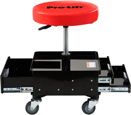 Vista 3 de Pro-Lift C-3100 silla neumática con dos charolas para herramientas, hasta 300 libras de capacidad, color gris de capacidad