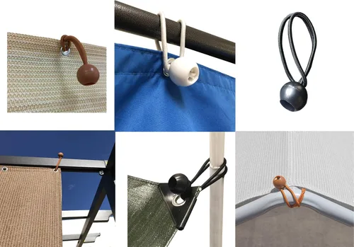 Vista 2 de Cuerdas elásticas para toldo, 8 pulgadas, 6 piezas (2, beige)