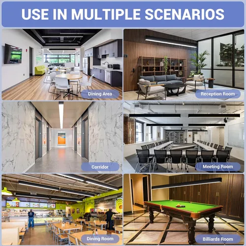 Vista 9 de Luz lineal LED de 4 pies, luz arriba y abajo de 50/45/40/35/30W, CCT de 3000/4000/5000K, luminarias lineales comerciales y residenciales