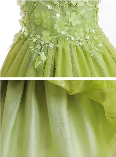 Vista 4 de ZKR Tinkerbell - Vestido de hada para niña de 2 a 8 años con accesorios