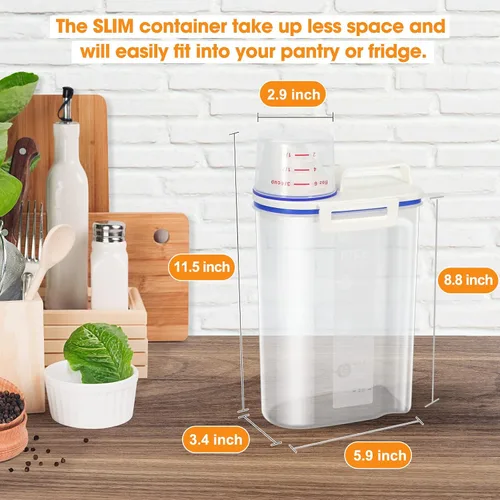 Vista 6 de TBMax Contenedor de arroz 1.8 kg / 4 libras Dispensador de arroz con taza de medición, contenedor de almacenamiento de alimentos para cocina