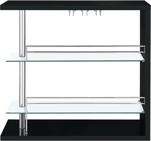 Vista 5 de Coaster Home Furnishings Prescott - Mesa rectangular para vino con estantes de vidrio templado transparente y estantes para copas - Comedor y bar