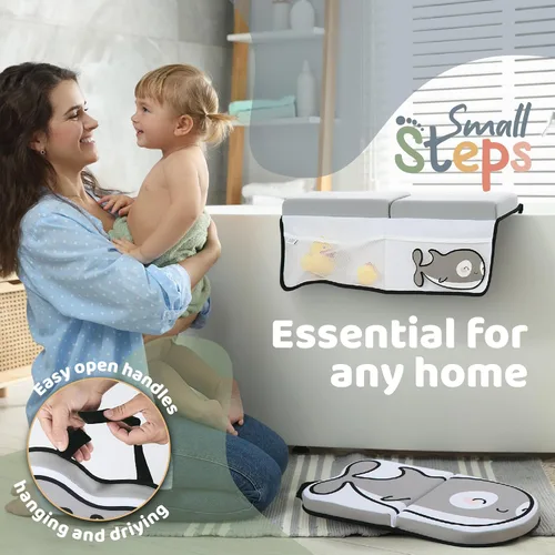 Vista 2 de Small Steps Juego de rodilleras y coderas de baño, almohadilla ergonómica para el baño del bebé con espuma viscoelástica y diseño antideslizante