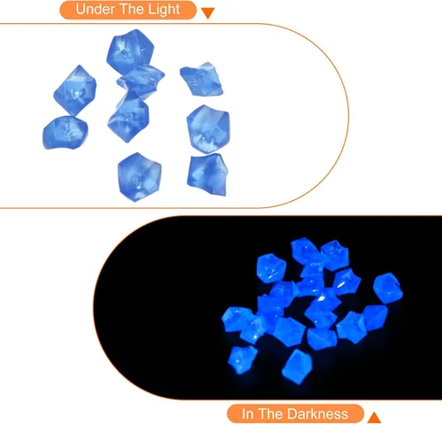Vista 4 de MECCANIXITY 1500 piedras brillantes de 8 a 0.394 in, decoración en la oscuridad, piedras luminosas, decoración de bricolaje azul oscuro para jardín