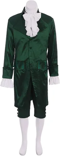 Vista 2 de Disfraz de Hamilton musical para cosplay Outtift Lin-Manuel Miranda Colonial Green Outfit