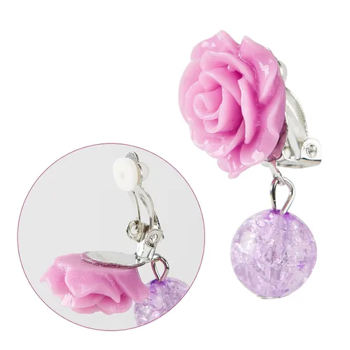 Vista 5 de Accesorios de disfraz para niñas aretes morados con clip para el cabello clip de princesa juego de rol para Isabella
