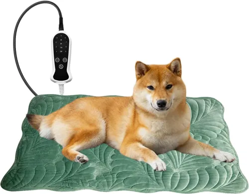 Vista 28 de Almohadilla térmica para mascotas para perro, 9 ajustes de tiempo y tubo protector de metal, añade calentamiento de cuerda de alambre, viene