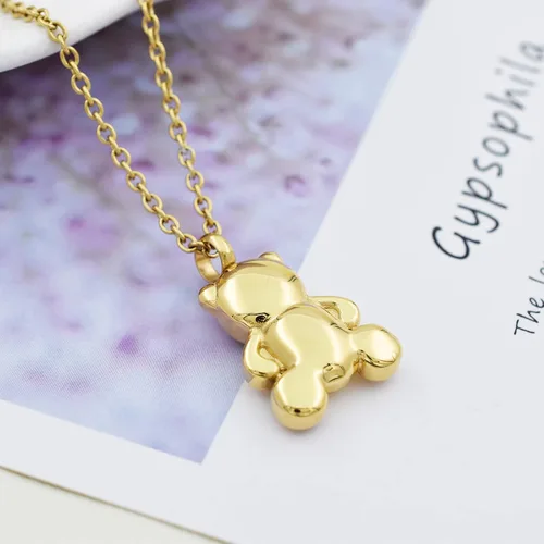 Vista 3 de SIYUU Urna de oso de peluche, nekclaces para cenizas, joyería de oso, juguetes de oso, collar de urna de cremación, soporte conmemorativo