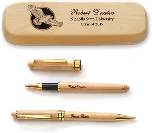 Vista 5 de Juego de bolígrafos de graduación de madera de arce macizo personalizado para médico MP-Médico-GD