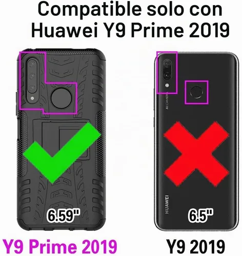 Vista 2 de Asuwish Funda compatible con Huawei Y9 Prime 2019/Honor 9X/P Smart Z y protector de pantalla de vidrio templado, accesorios de celda, soporte de Rojo