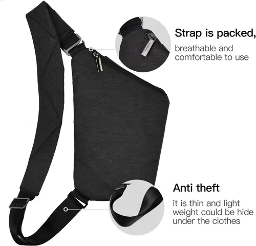 Vista 4 de BROADREAM Bolso bandolera para hombres y mujeres, bolso cruzado ligero para hombres, mochila antirrobo para bicicleta deportiva