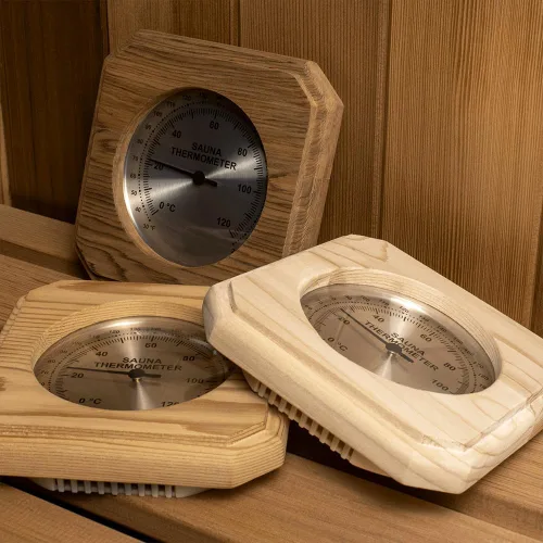 Vista 4 de Northern Lights Group Termómetro de sauna: vapor seco de Fininsh de madera de cedro rojo occidental en Fahrenheit Celsius sala infrarroja de madera