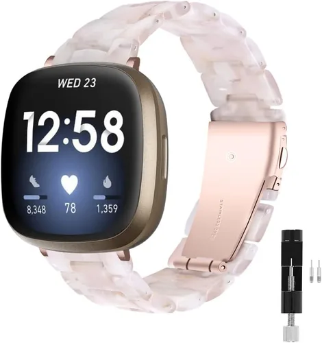 Vista 14 de Correa de reloj de resina compatible con Fitbit Versa 4/Sense 2/Versa 3/Sense 1, pulsera brazalete de moda ligera y ajustable de repuesto