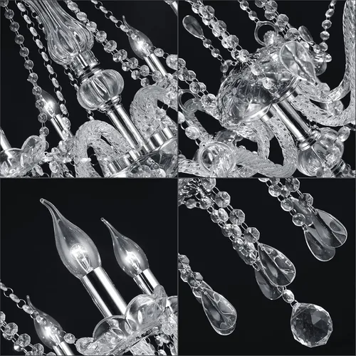 Vista 4 de Candelabros de cristal con 10 luces tipo vela, lámpara colgante moderna para techo, elegante decoración para comedor, sala de estar, recámara